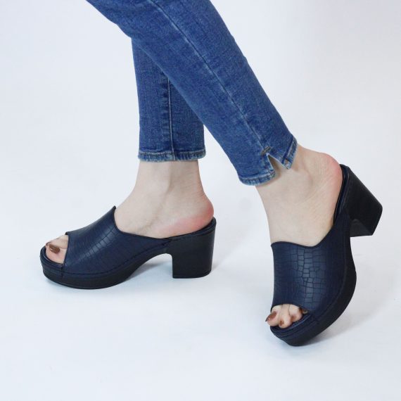 SANDALE FEMME YZ115 CROCO - BLEU MARINE