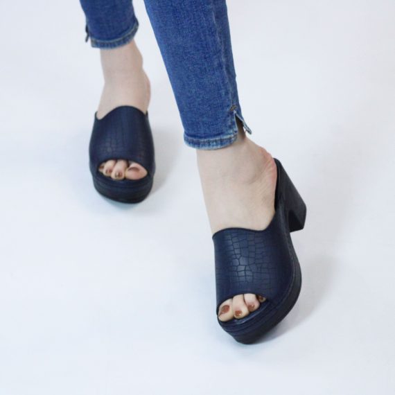 SANDALE FEMME YZ115 CROCO - BLEU MARINE