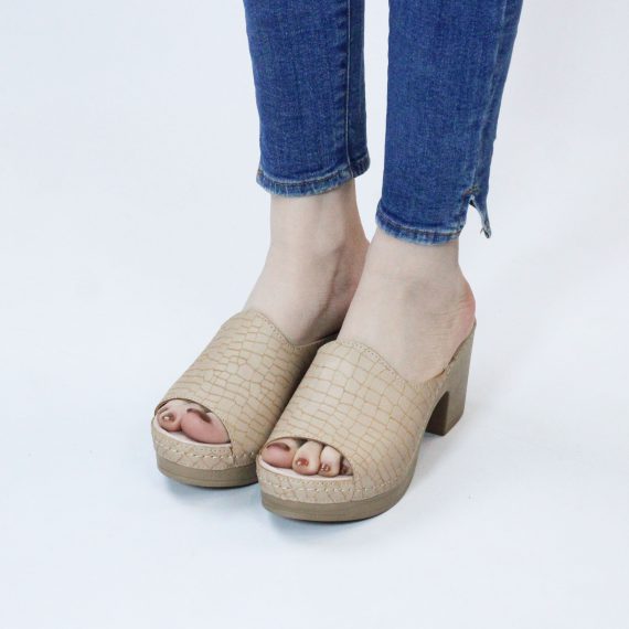 SANDALE FEMME YZ115 CROCO - BEIGE