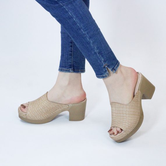 SANDALE FEMME YZ115 CROCO - BEIGE